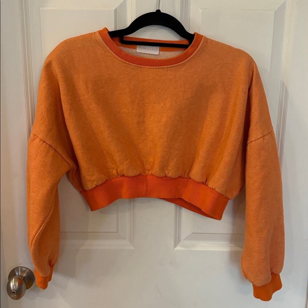 John Elliott Women's Orange Cropped Sweatshirt Size M